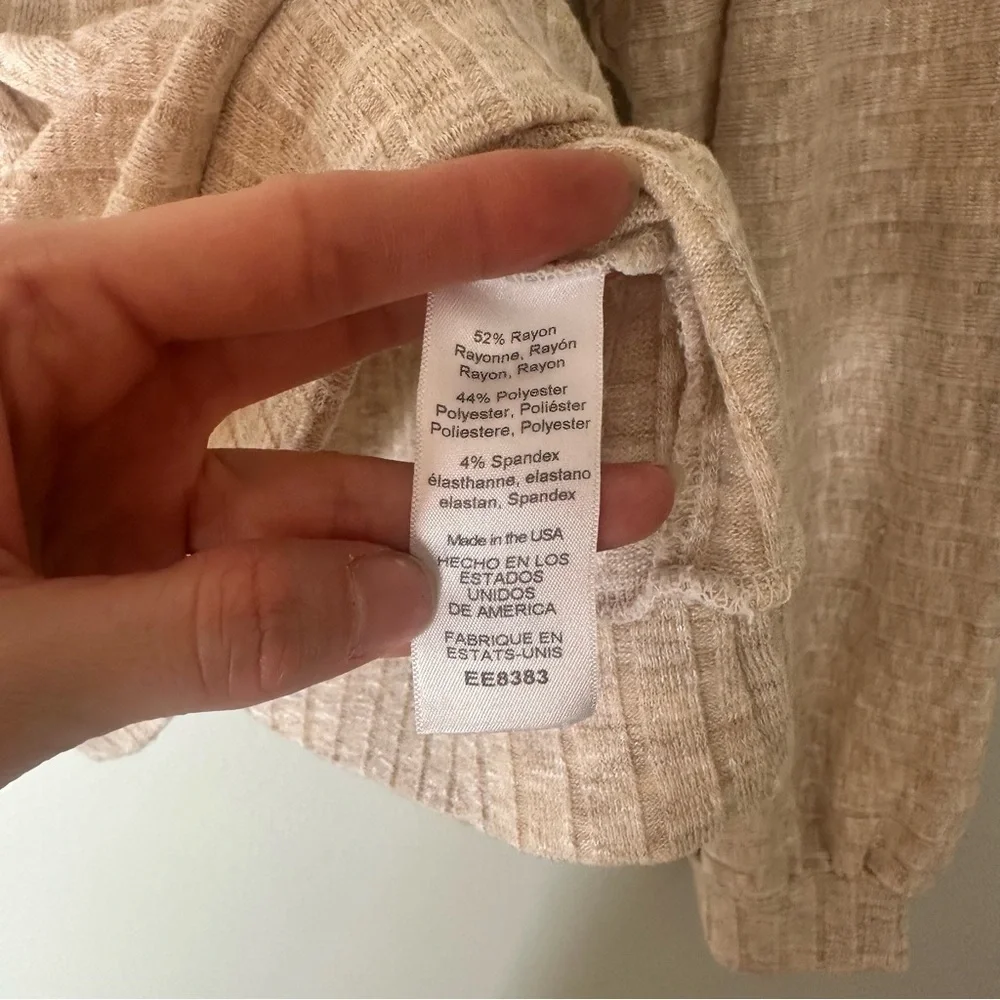 Michael Stars Polly Square Neck Knit Top Oatmeal/Cream Size XS